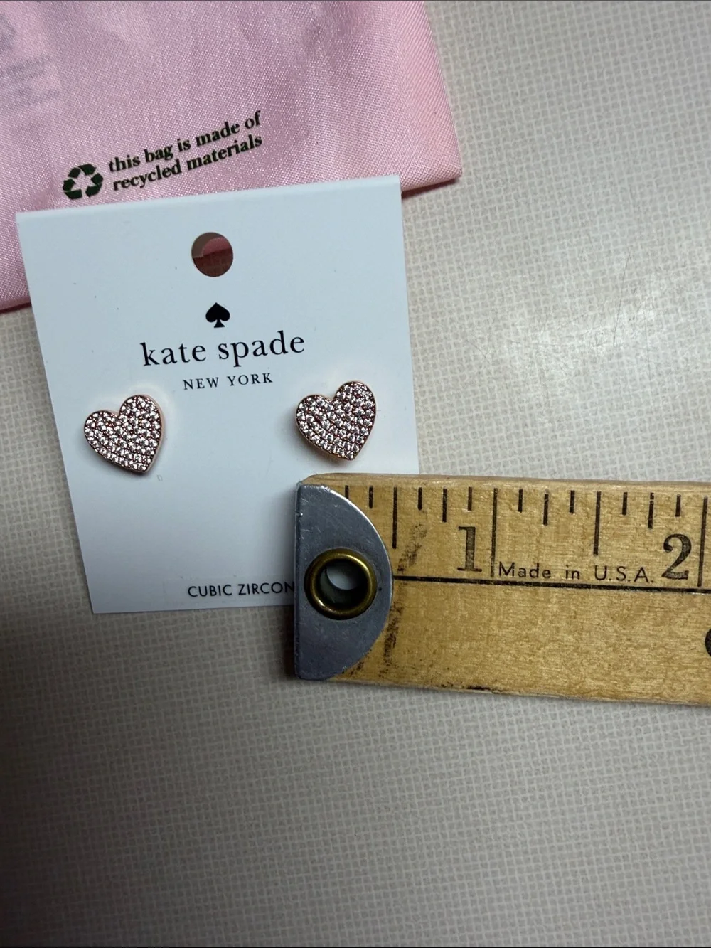 kate spade rose gold Yours Truly Pave Heart Stud Earrings